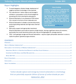 The CO2 Economy – Mineral Carbonation Technology Overview