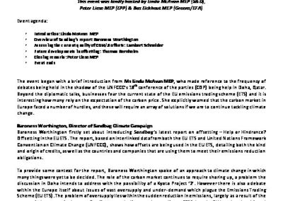 Event Note: Help or Hindrance? Offsetting in the EU ETS