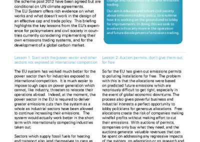 Lessons learned from the ETS