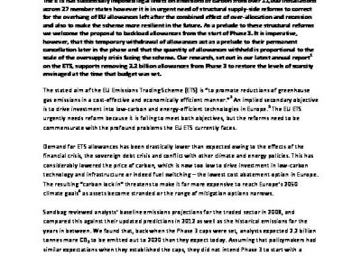 Response to the public consultation on the EU ETS backloading proposal