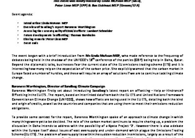Event Note: Help or Hindrance? Offsetting in the EU ETS